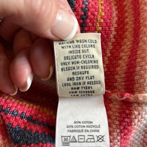 L.L. Bean Textured Cotton Sweater, Long-Sleeve Stripe szM - Picture 14 of 15